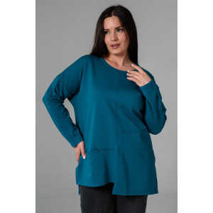 Туника женская №9160 футер с лайкрой 2-х нитка (последний размер) петроль 54 Туника женская №9160 футер с лайкрой 2-х нитка (последний размер) петроль 54