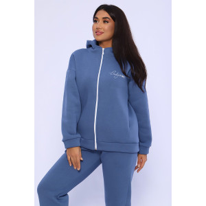 Костюм двойка женский №85014 футер 3-х нитка с начесом (последний размер) индиго 46,48,52,56