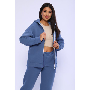 Костюм двойка женский №85014 футер 3-х нитка с начесом (последний размер) индиго 46,48,52,56