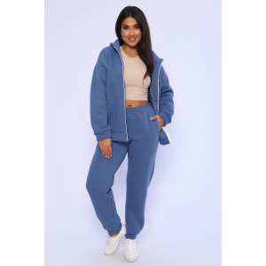 Костюм двойка женский №85014 футер 3-х нитка с начесом (последний размер) индиго 46,48,52,56