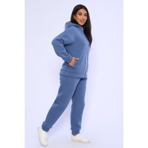 Костюм двойка женский №85014 футер 3-х нитка с начесом (последний размер) индиго 46,48,52,56