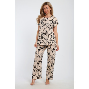 Костюм двойка женский №059 кулирка (последний размер) бежевый 52-54