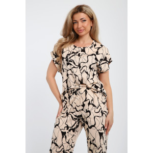 Костюм двойка женский №059 кулирка (последний размер) бежевый 52-54