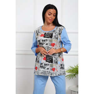 Костюм двойка женский №1060 кулирка (последний размер) васильковый 56