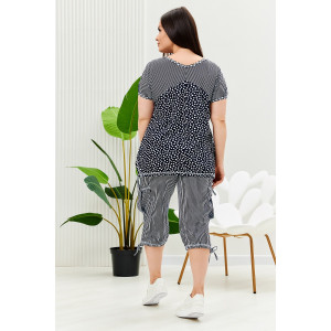 Костюм двойка женский №9204 кулирка (последний размер) полоса горошек 50