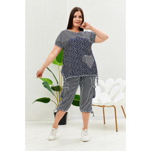 Костюм двойка женский №9204 кулирка (последний размер) полоса горошек 50