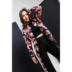 Костюм двойка женский №8397 футер с лайкрой 2-х нитка (последний размер) пудровый 50