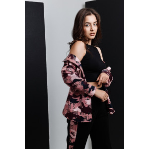 Костюм двойка женский №8397 футер с лайкрой 2-х нитка (последний размер) пудровый 50