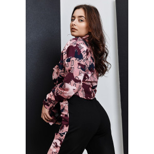 Костюм двойка женский №8397 футер с лайкрой 2-х нитка (последний размер) пудровый 50