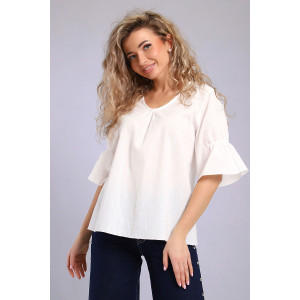Блузка женская №32735 хлопок плательный (последний размер) молочный 46,48
