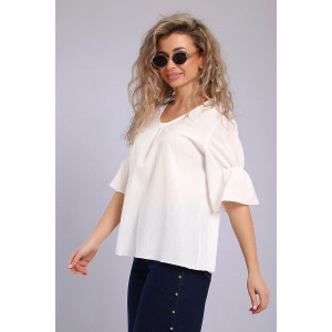 Блузка женская №32735 хлопок плательный (последний размер) молочный 46,48