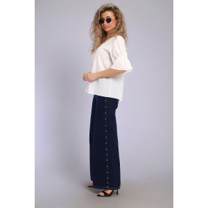 Блузка женская №32735 хлопок плательный (последний размер) молочный 46,48