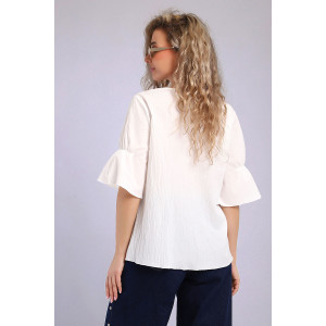 Блузка женская №32735 хлопок плательный (последний размер) молочный 46,48
