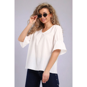 Блузка женская №32735 хлопок плательный (последний размер) молочный 46,48