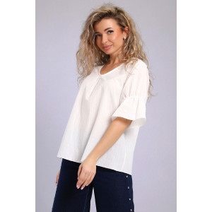 Блузка женская №32735 хлопок плательный (последний размер) молочный 46,48