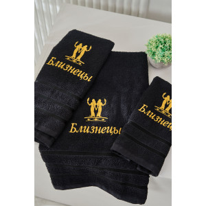 Полотенце махровое с вышивкой "Знаки зодиака" 14418/10 черный Близнецы Полотенце махровое с вышивкой "Знаки зодиака" 14418/10 черный Близнецы
