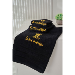 Полотенце махровое с вышивкой "Знаки зодиака" 14418/10 черный Близнецы Полотенце махровое с вышивкой "Знаки зодиака" 14418/10 черный Близнецы