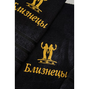 Полотенце махровое с вышивкой "Знаки зодиака" 14418/10 черный Близнецы Полотенце махровое с вышивкой "Знаки зодиака" 14418/10 черный Близнецы