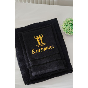 Полотенце махровое с вышивкой "Знаки зодиака" 14418/10 черный Близнецы Полотенце махровое с вышивкой "Знаки зодиака" 14418/10 черный Близнецы