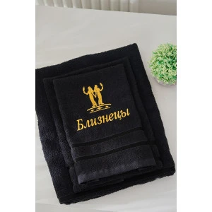 Полотенце махровое с вышивкой "Знаки зодиака" 14418/10 черный Близнецы Полотенце махровое с вышивкой "Знаки зодиака" 14418/10 черный Близнецы