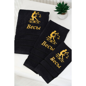 Полотенце махровое с вышивкой "Знаки зодиака" 14418/10 черный Весы
