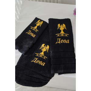 Полотенце махровое с вышивкой "Знаки зодиака" 14418/10 черный Дева Полотенце махровое с вышивкой "Знаки зодиака" 14418/10 черный Дева