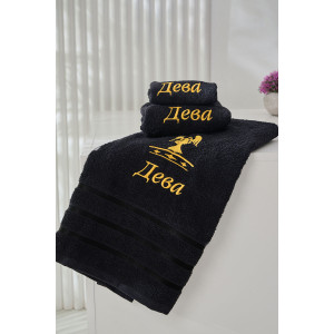 Полотенце махровое с вышивкой "Знаки зодиака" 14418/10 черный Дева Полотенце махровое с вышивкой "Знаки зодиака" 14418/10 черный Дева