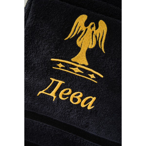 Полотенце махровое с вышивкой "Знаки зодиака" 14418/10 черный Дева Полотенце махровое с вышивкой "Знаки зодиака" 14418/10 черный Дева