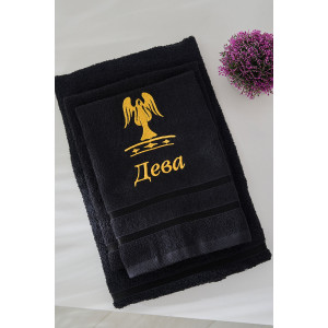 Полотенце махровое с вышивкой "Знаки зодиака" 14418/10 черный Дева Полотенце махровое с вышивкой "Знаки зодиака" 14418/10 черный Дева