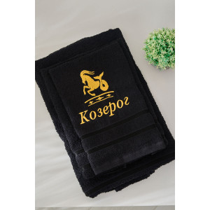 Полотенце махровое с вышивкой "Знаки зодиака" 14418/10 черный Козерог Полотенце махровое с вышивкой "Знаки зодиака" 14418/10 черный Козерог