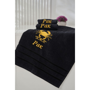 Полотенце махровое с вышивкой "Знаки зодиака" 14418/10 черный Рак