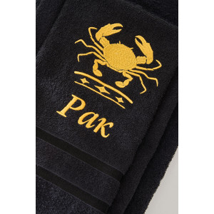 Полотенце махровое с вышивкой "Знаки зодиака" 14418/10 черный Рак