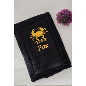 Полотенце махровое с вышивкой "Знаки зодиака" 14418/10 черный Рак