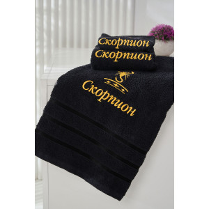 Полотенце махровое с вышивкой "Знаки зодиака" 14418/10 черный Скорпион Полотенце махровое с вышивкой "Знаки зодиака" 14418/10 черный Скорпион