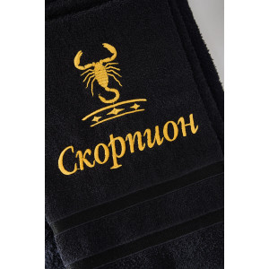 Полотенце махровое с вышивкой "Знаки зодиака" 14418/10 черный Скорпион Полотенце махровое с вышивкой "Знаки зодиака" 14418/10 черный Скорпион