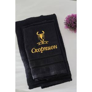 Полотенце махровое с вышивкой "Знаки зодиака" 14418/10 черный Скорпион Полотенце махровое с вышивкой "Знаки зодиака" 14418/10 черный Скорпион