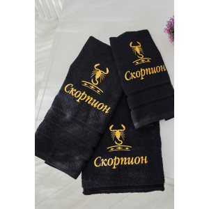 Полотенце махровое с вышивкой "Знаки зодиака" 14418/10 черный Скорпион Полотенце махровое с вышивкой "Знаки зодиака" 14418/10 черный Скорпион