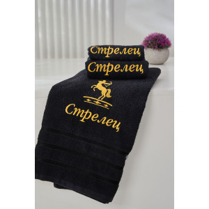 Полотенце махровое с вышивкой "Знаки зодиака" 14418/10 черный Стрелец Полотенце махровое с вышивкой "Знаки зодиака" 14418/10 черный Стрелец