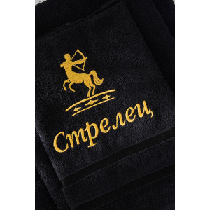 Полотенце махровое с вышивкой "Знаки зодиака" 14418/10 черный Стрелец Полотенце махровое с вышивкой "Знаки зодиака" 14418/10 черный Стрелец