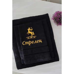 Полотенце махровое с вышивкой "Знаки зодиака" 14418/10 черный Стрелец Полотенце махровое с вышивкой "Знаки зодиака" 14418/10 черный Стрелец
