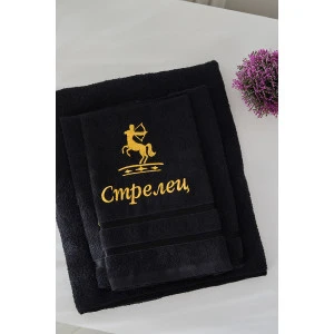 Полотенце махровое с вышивкой "Знаки зодиака" 14418/10 черный Стрелец Полотенце махровое с вышивкой "Знаки зодиака" 14418/10 черный Стрелец