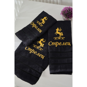 Полотенце махровое с вышивкой "Знаки зодиака" 14418/10 черный Стрелец Полотенце махровое с вышивкой "Знаки зодиака" 14418/10 черный Стрелец