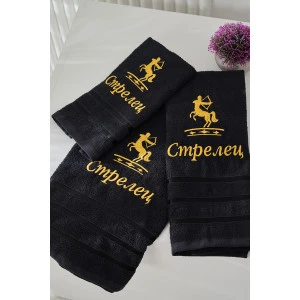 Полотенце махровое с вышивкой "Знаки зодиака" 14418/10 черный Стрелец Полотенце махровое с вышивкой "Знаки зодиака" 14418/10 черный Стрелец