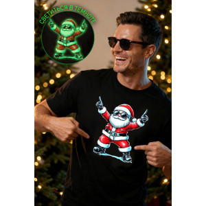 Футболка унисекс светящаяся №8581 кулирка (р-ры: 48-58) черный ДедМ крутой