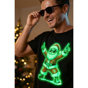 Футболка унисекс светящаяся №8581 кулирка (р-ры: 48-58) черный ДедМ крутой