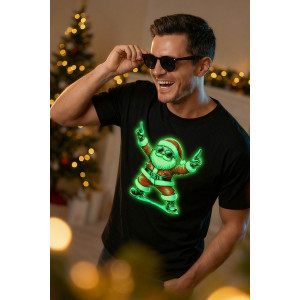 Футболка унисекс светящаяся №8581 кулирка (р-ры: 48-58) черный ДедМ крутой