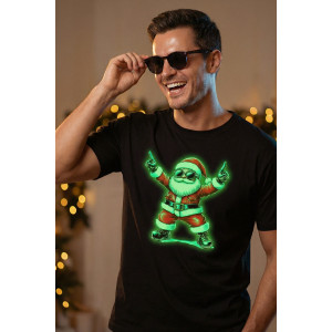 Футболка унисекс светящаяся №8581 кулирка (р-ры: 48-58) черный ДедМ крутой