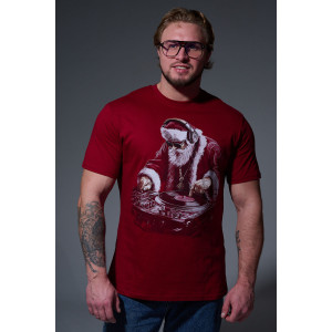 Футболка унисекс светящаяся №8581 кулирка (р-ры: 46-56) бордо диско ДедМ