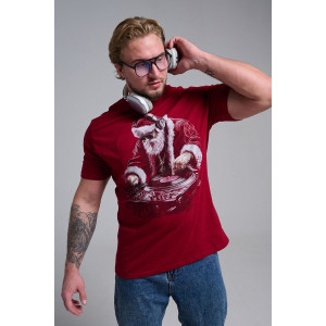 Футболка унисекс светящаяся №8581 кулирка (р-ры: 46-56) бордо диско ДедМ