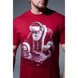 Футболка унисекс светящаяся №8581 кулирка (р-ры: 46-56) бордо диско ДедМ